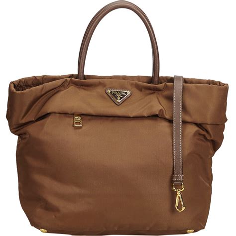 prada brown nylon bag with brown leather trim|prada nylon evening bag.